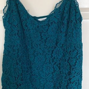Teal lace front cami
